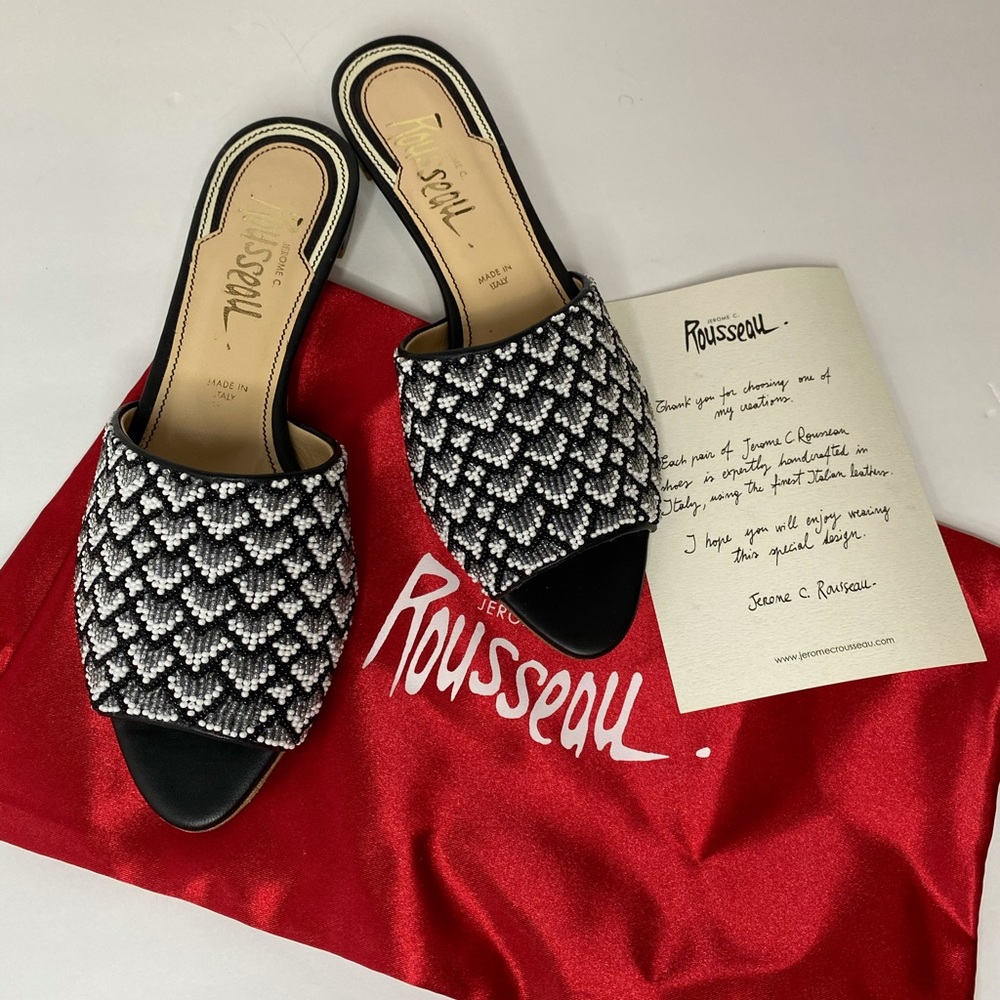 Jerome Rousseau Delair beaded slides